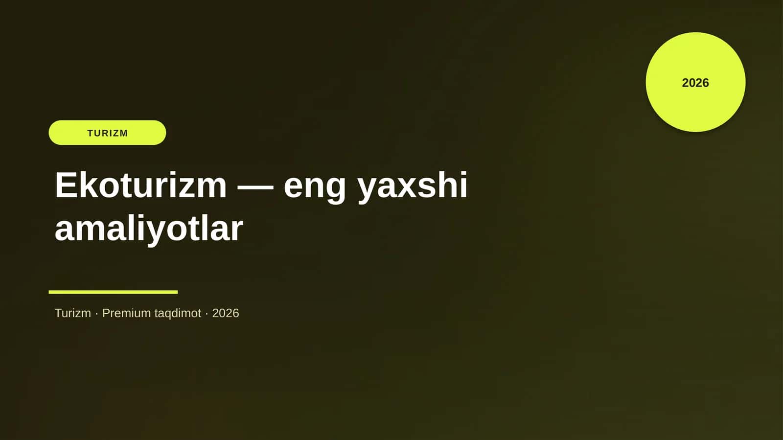 Ekoturizm — eng yaxshi amaliyotlar 1