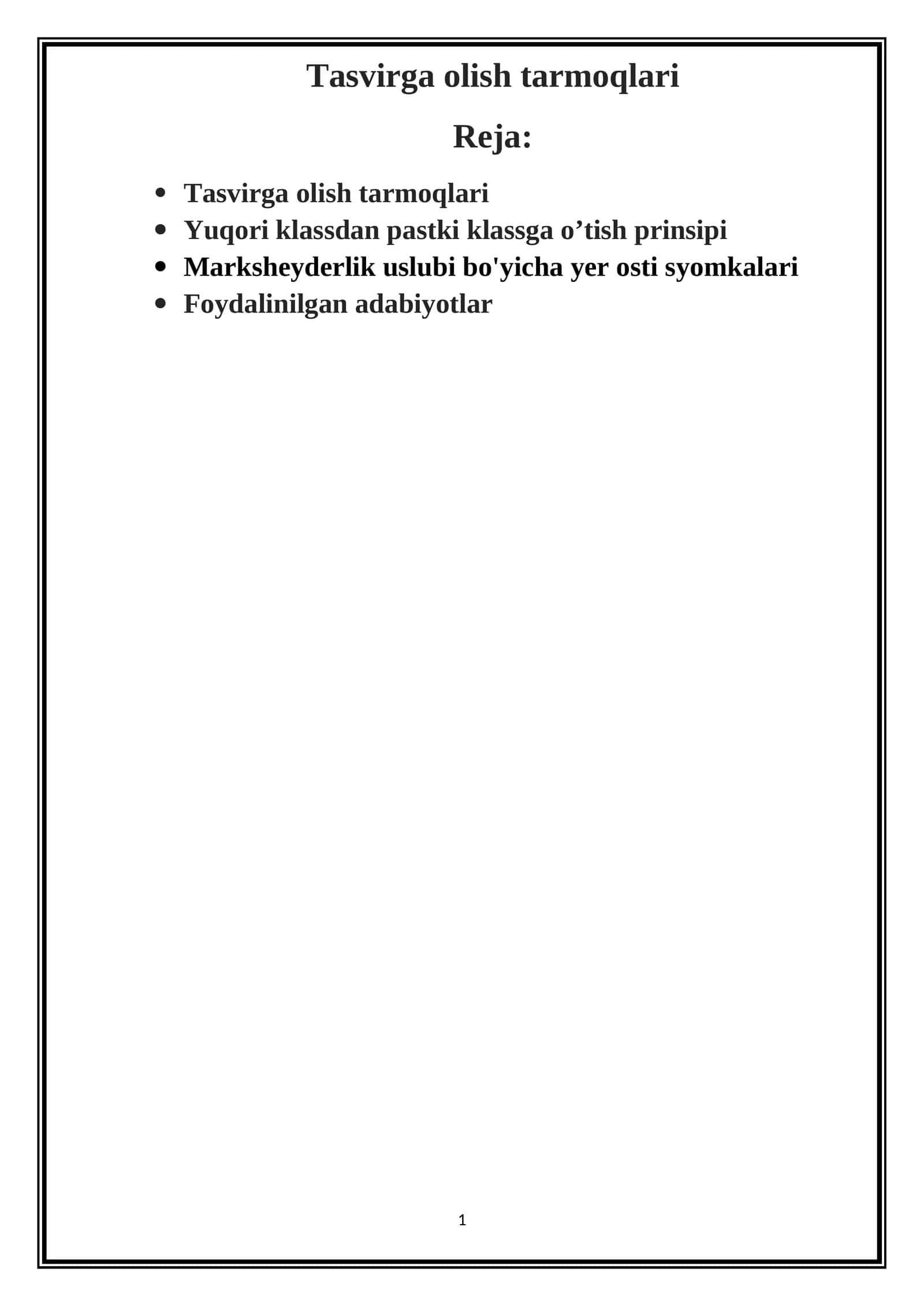 Tasvirgaolish tarmoqlari 1