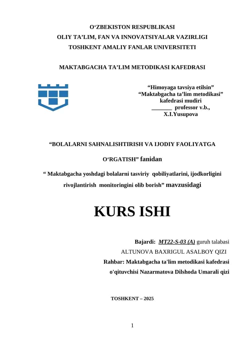 Maktabgacha yoshdagi bolalarni tasviriy qobiliyatlarini, ijodkorligini rivojlantirish monitoringini olib borish12.docx 1