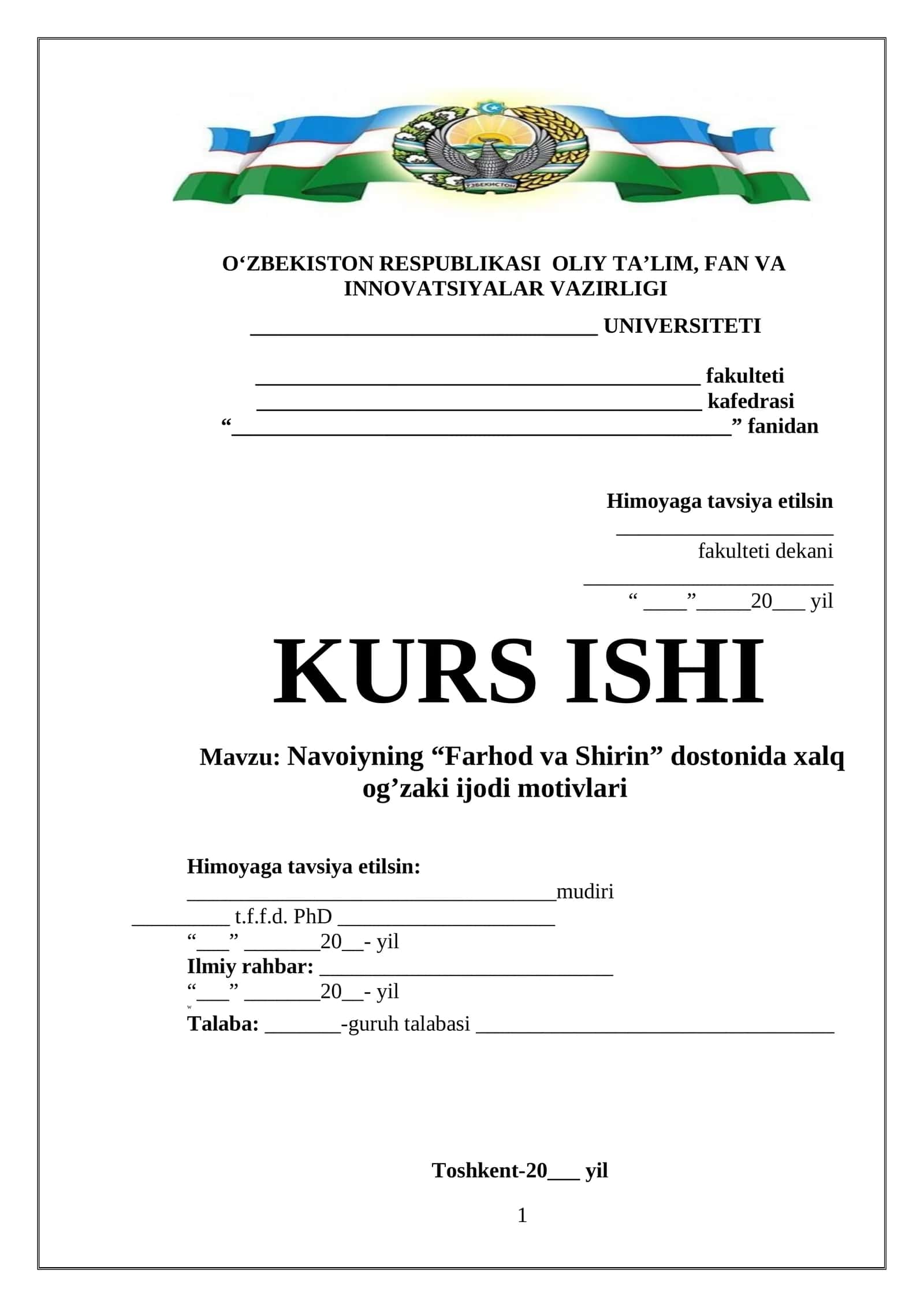 Navoiyning “Farhod va Shirin” dostonida xalq og’zaki ijodi motivlari 1