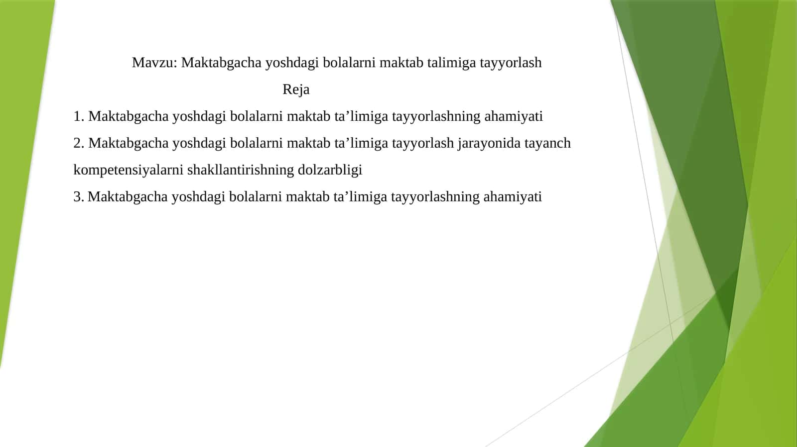 Maktabgacha yoshdagi bolalarni maktab ta'limiga tayyorlash 1