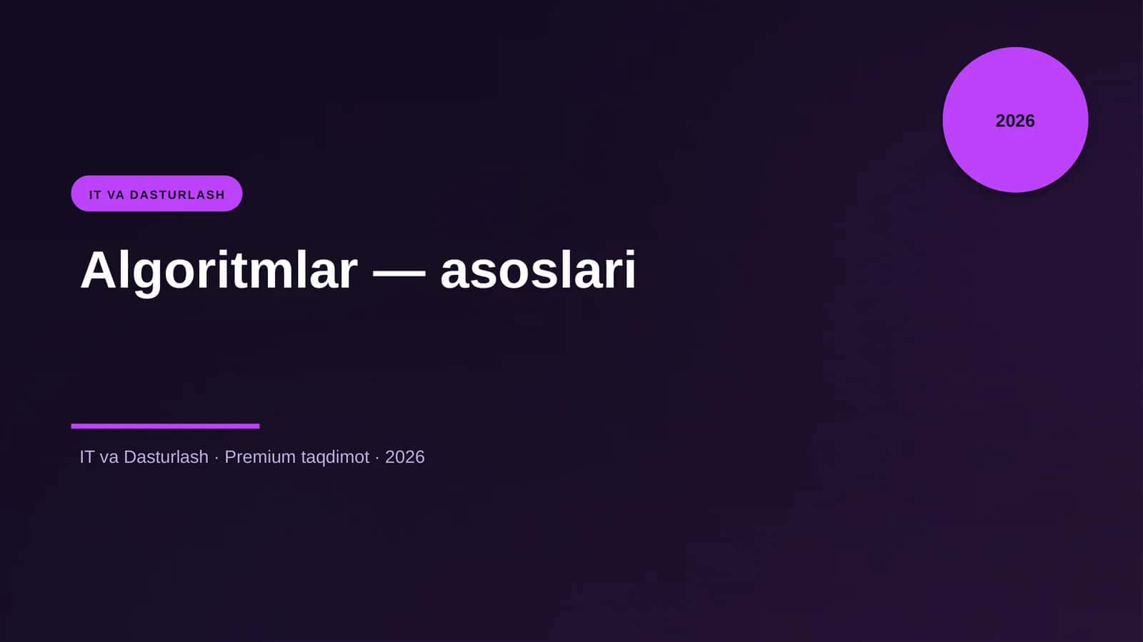 Algoritmlar — asoslari 1