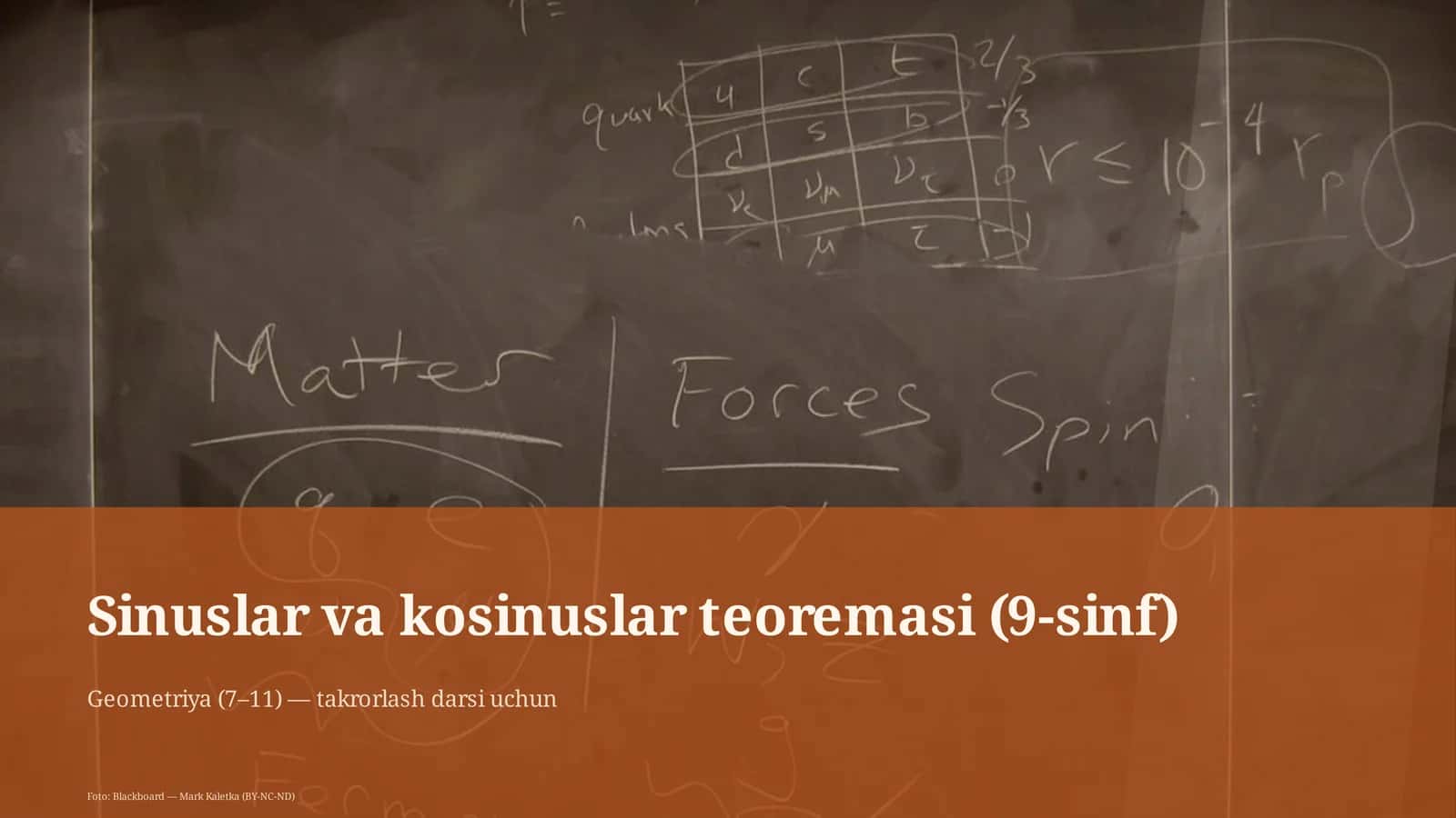 Sinuslar va kosinuslar teoremasi (9-sinf) 1