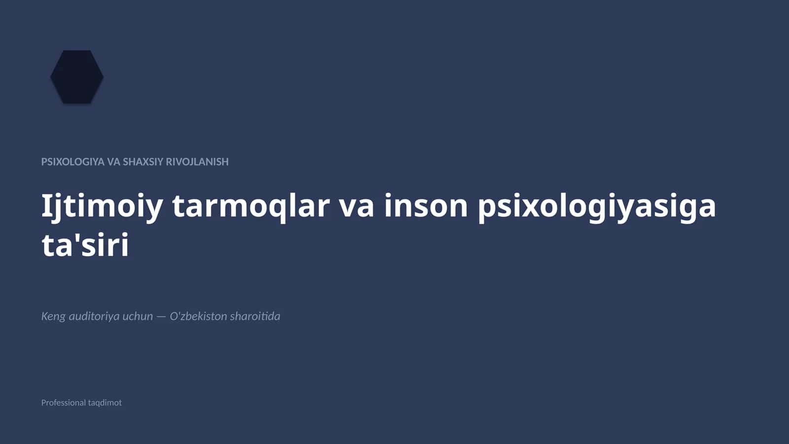 Psixologiya va shaxsiy rivojlanish 1