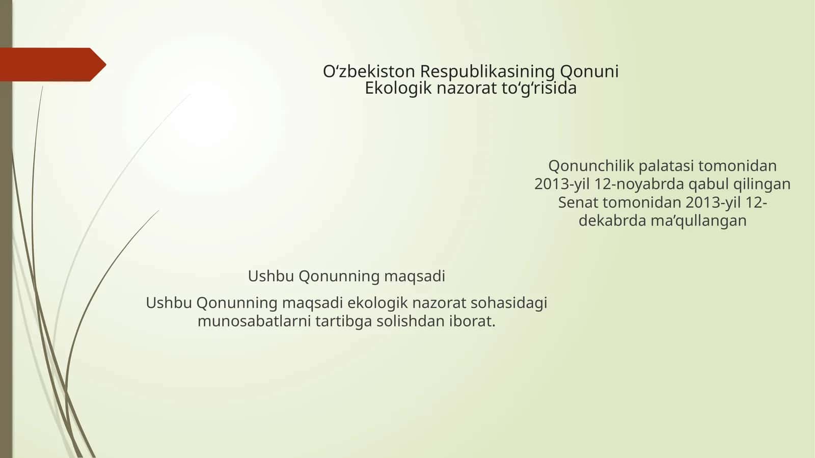Ekologik nazorat Qonuni 1