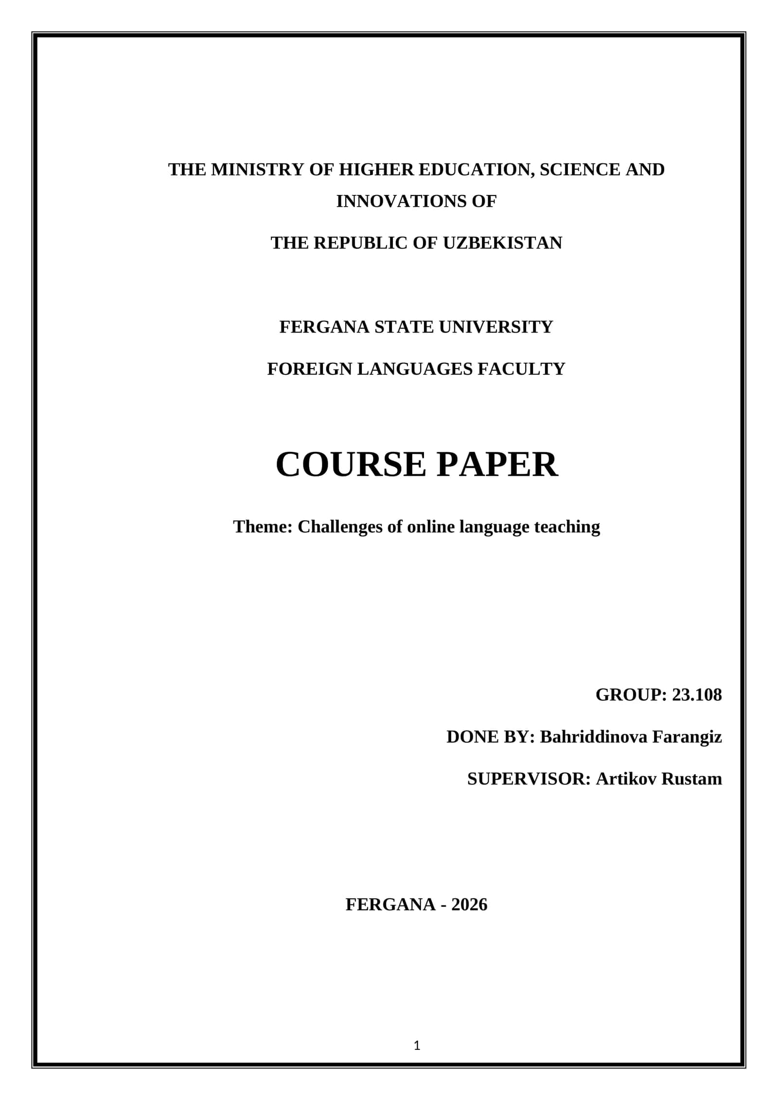 Challenges of Online Language Teaching 1