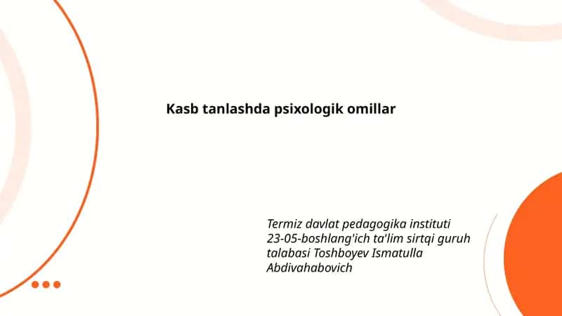 Kasb tanlashda psixologik omillar 1