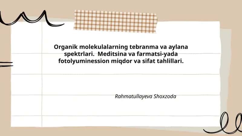 Organik molekulalarning tebranma va aylana spektrlari 1