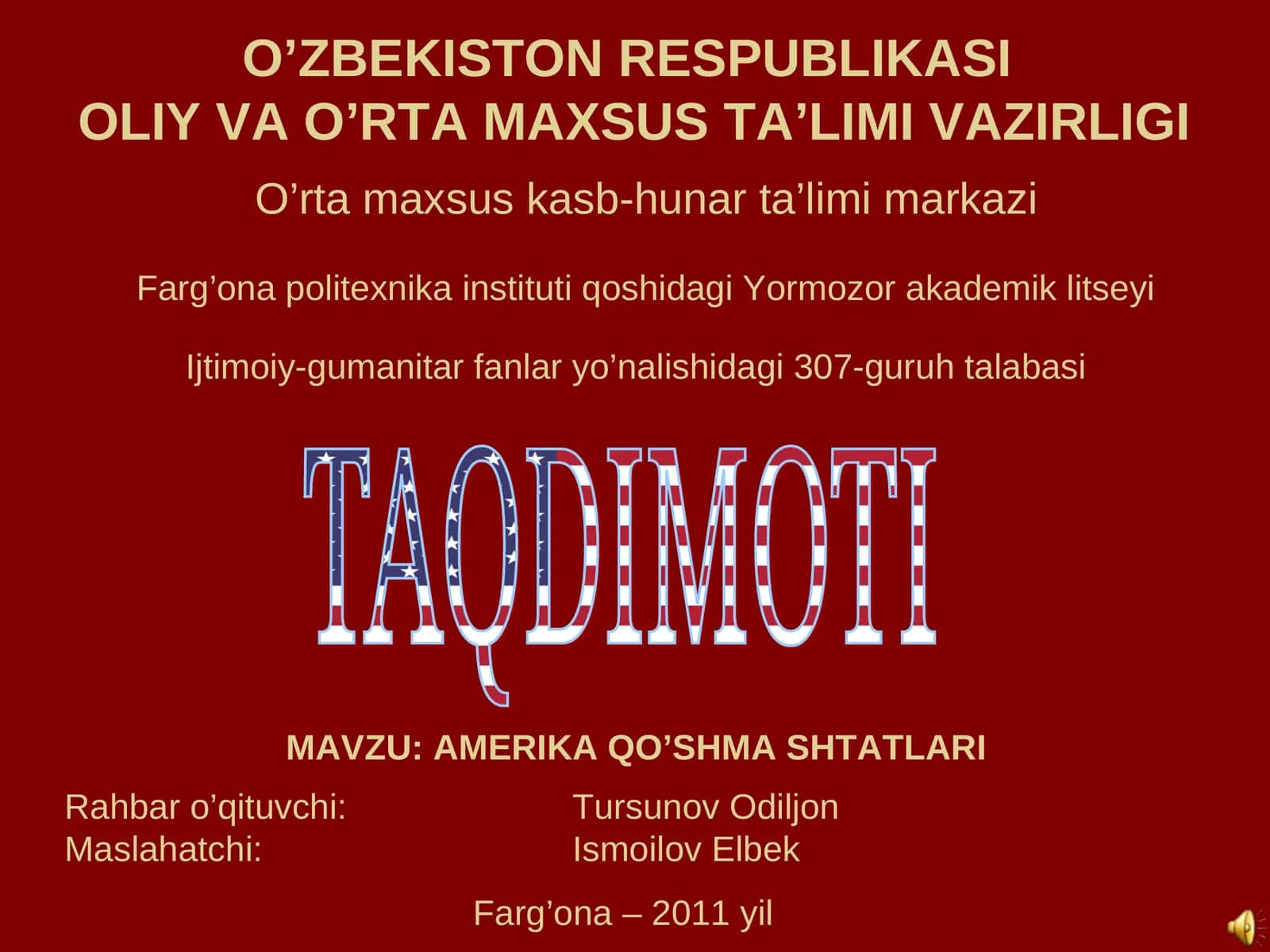 AMERIKA QO’SHMA SHTATLARI 1