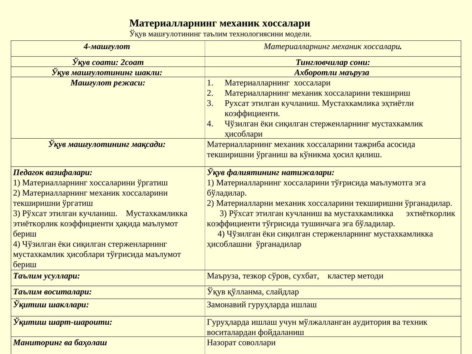 Материалларнинг механик хоссалари 1