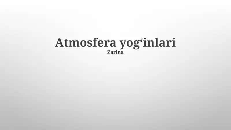 Atmosfera yogʻinlari 1
