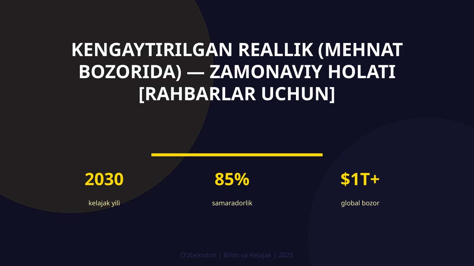 Kengaytirilgan REALLIK (MEHNAT BOZORIDA) — ZAMONAVIY HOLATI [RAHBARLAR UCHUN] 1