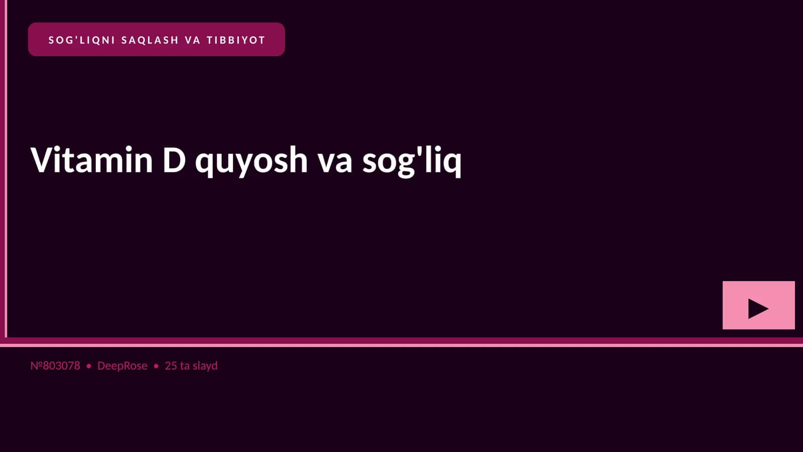 Vitamin D quyosh va sog'liq 1
