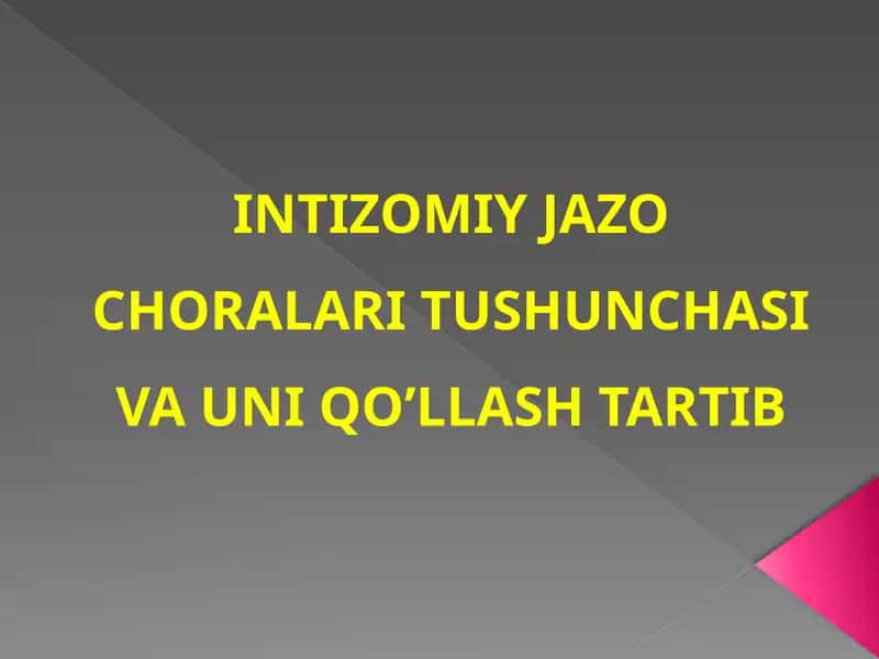 INTIZOMIY JAZO CHORALARI TUSHUNCHASI VA UNI QO’LLASH TARTIB 1