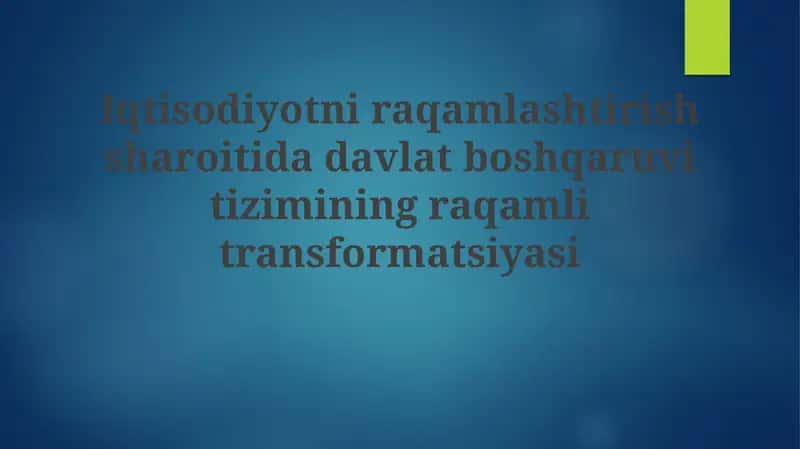Raqamli transformatsiya davlat boshqaruvida 1