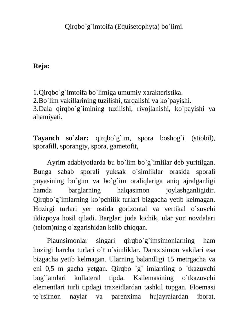 Qirqbо`g`imtoifa (Equisetophyta) bо`limi. 1