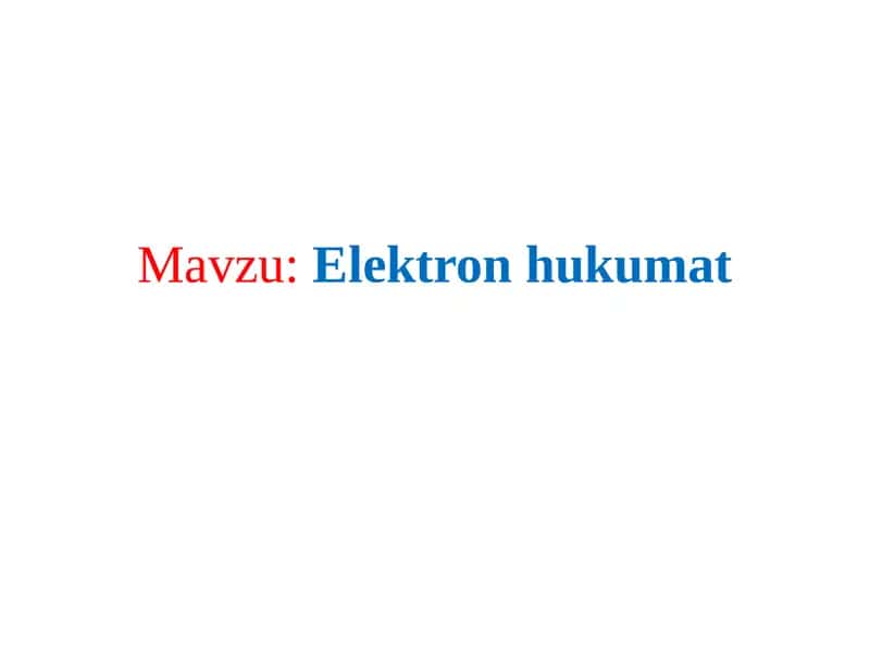 Elektronhukumat 1
