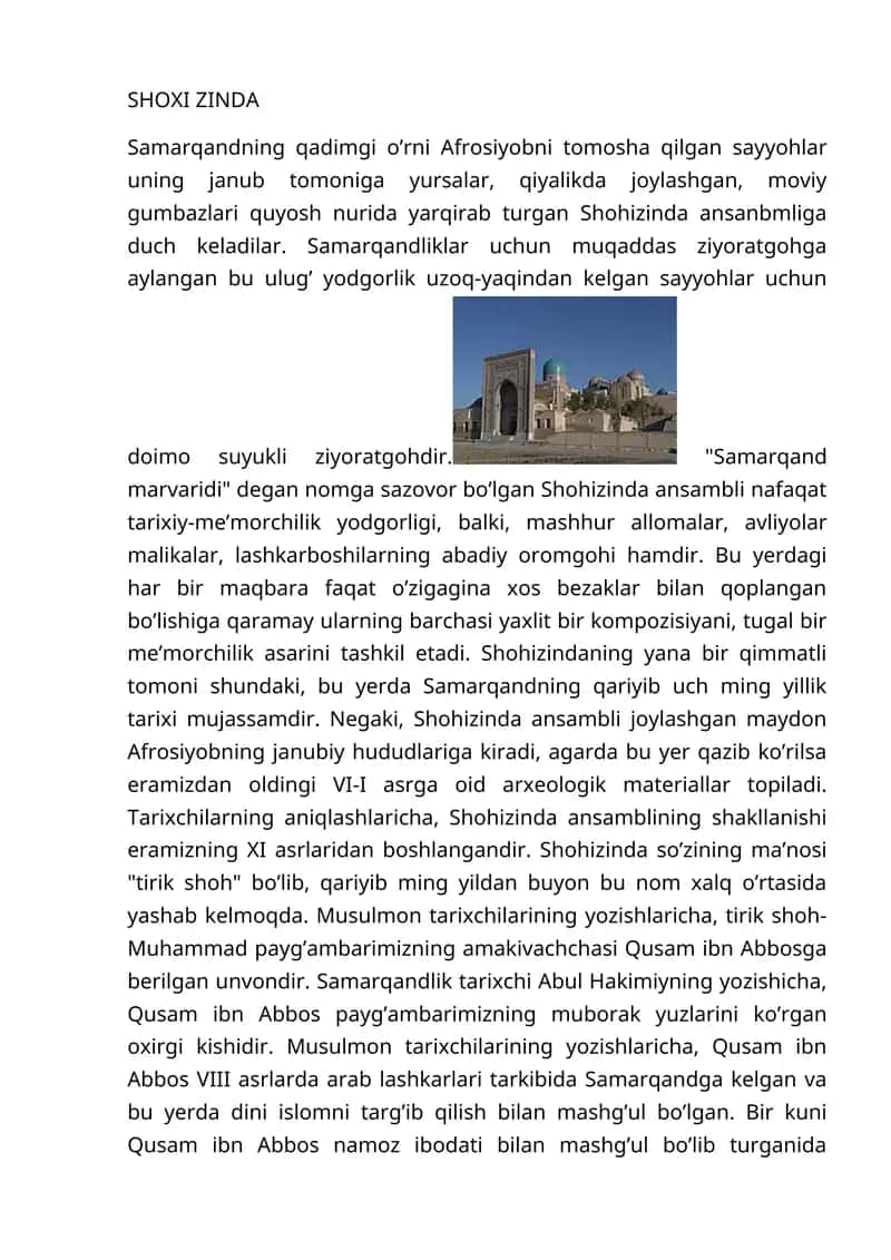 SHOXI ZINDA 1