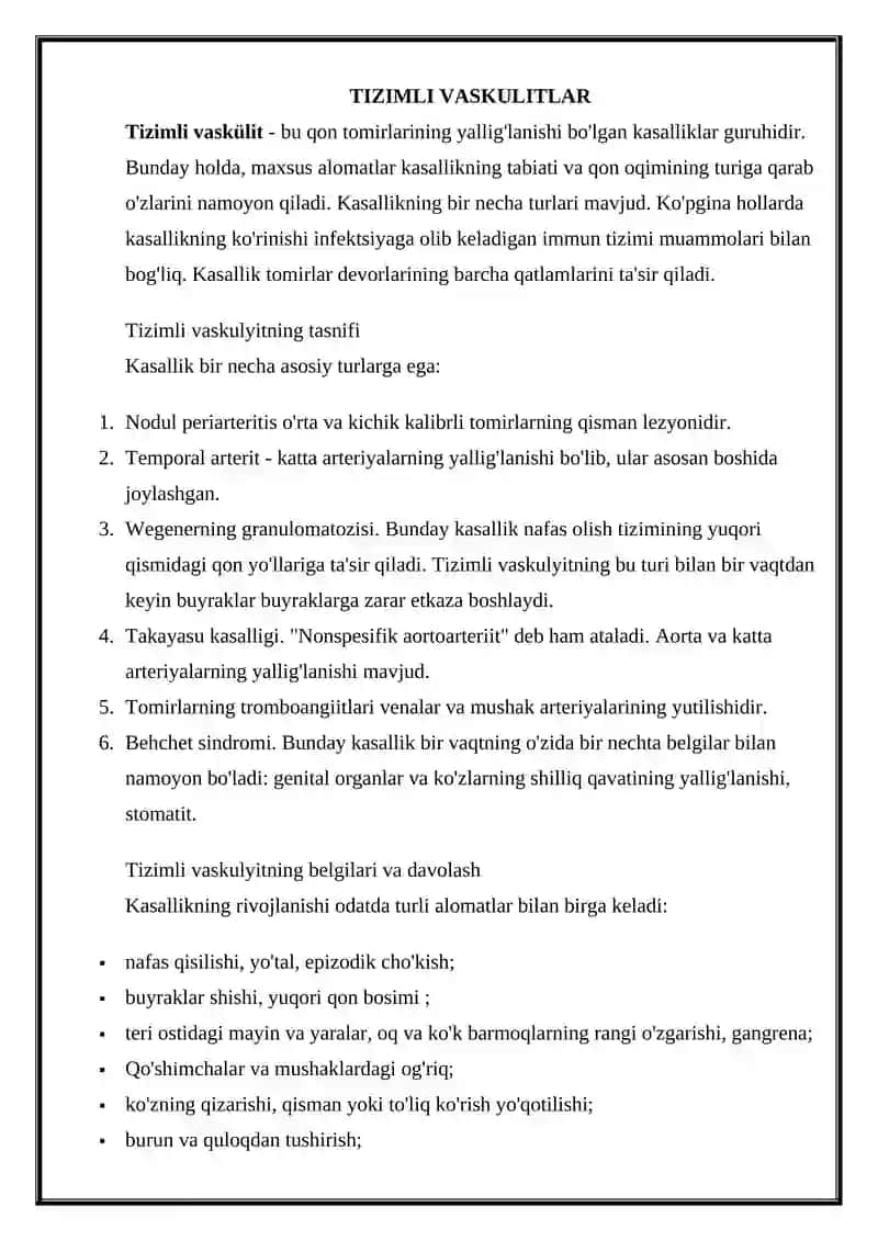 Tizimli Vaskulitlar 1