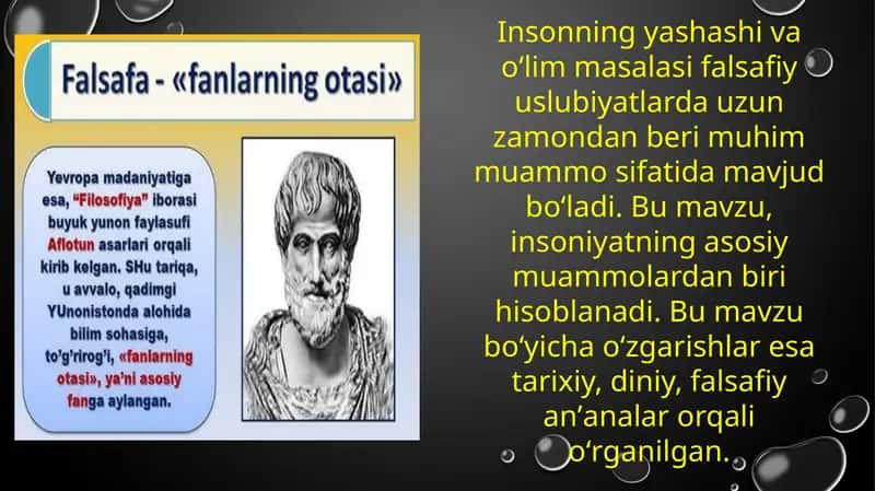 Insonning yashashi va o'lim masalasi 1