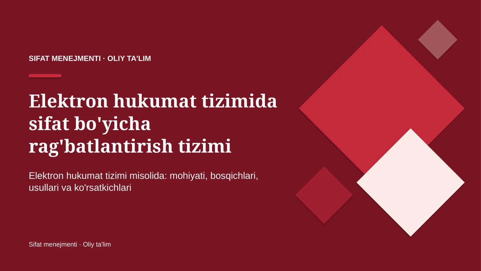 elektron hukumat tizimida sifat bo'yicha rag'batlantirish tizimi 3477 1