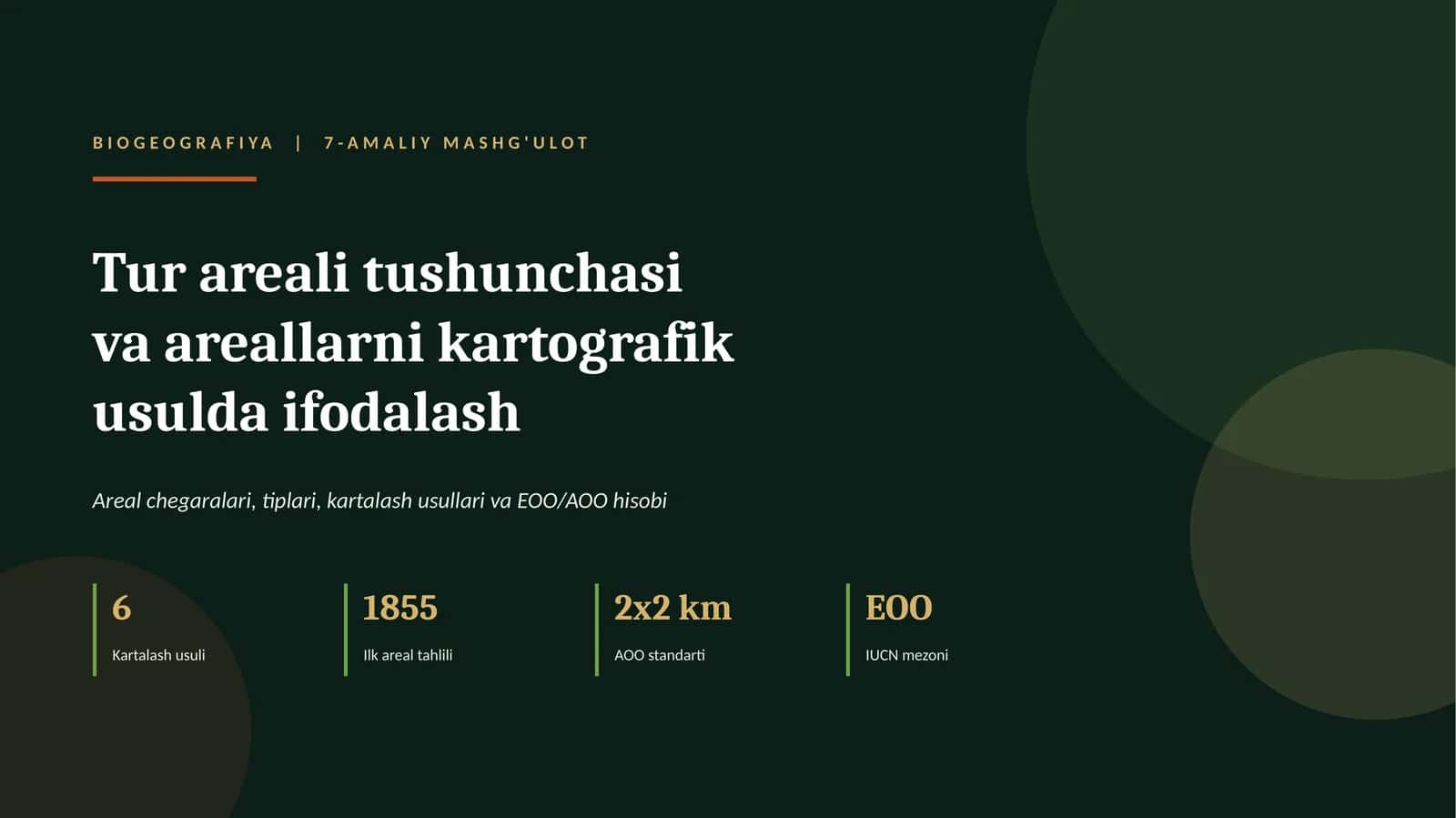 tur areali tushunchasi va areallarni kartografik usulda ifodalash 1