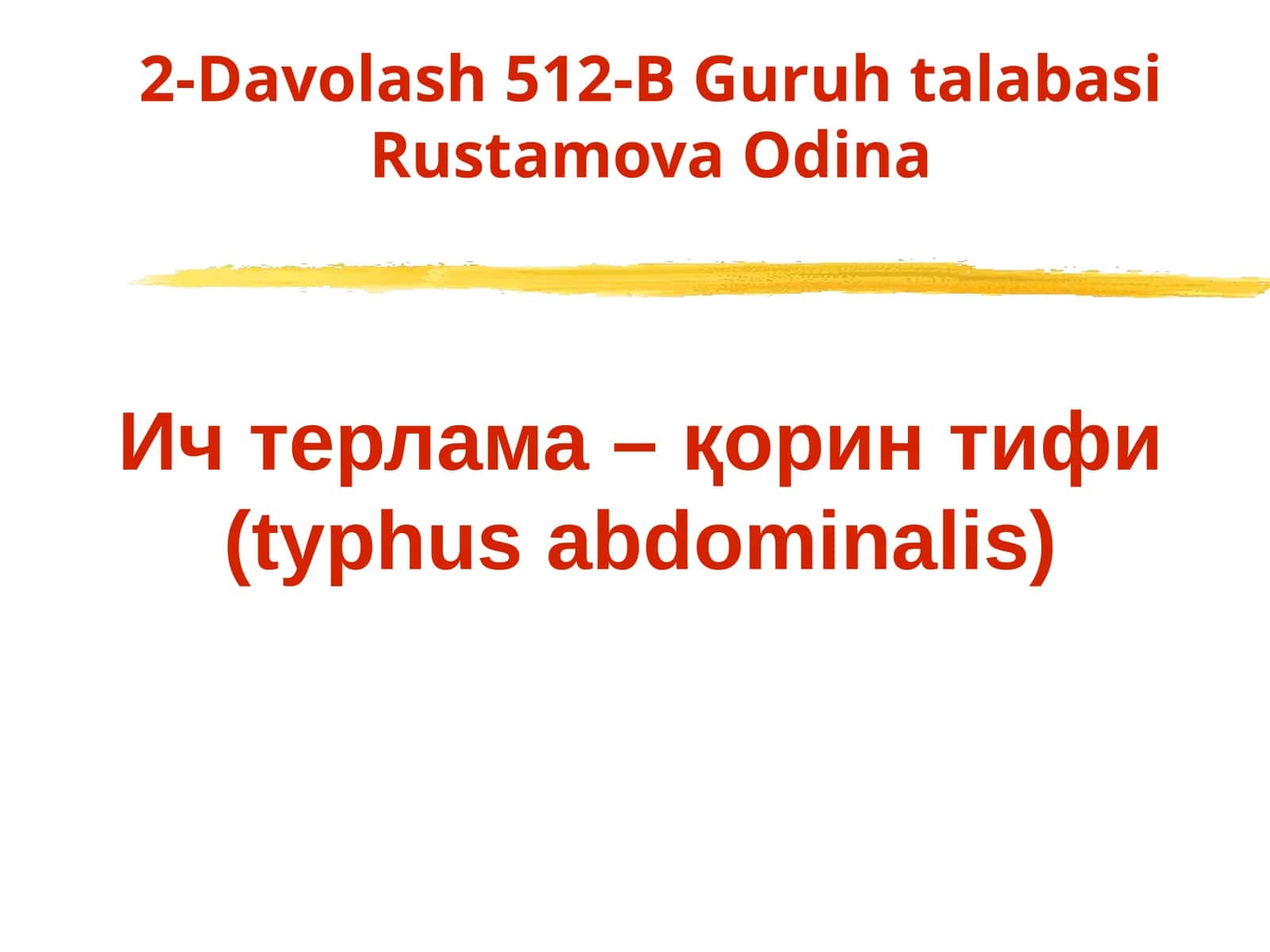 Ич терлама –қорин тифи (typhus abdominalis) 1