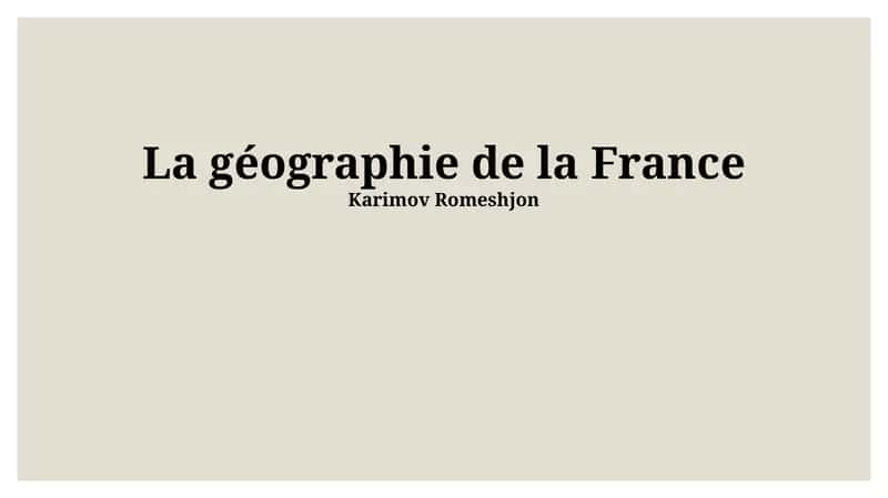 La géographie de la France 1