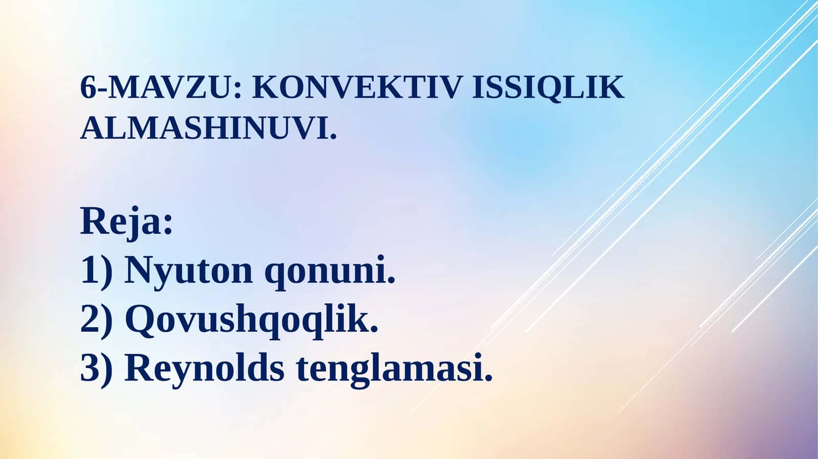 Konvektivissiqlik almashinuvi 1