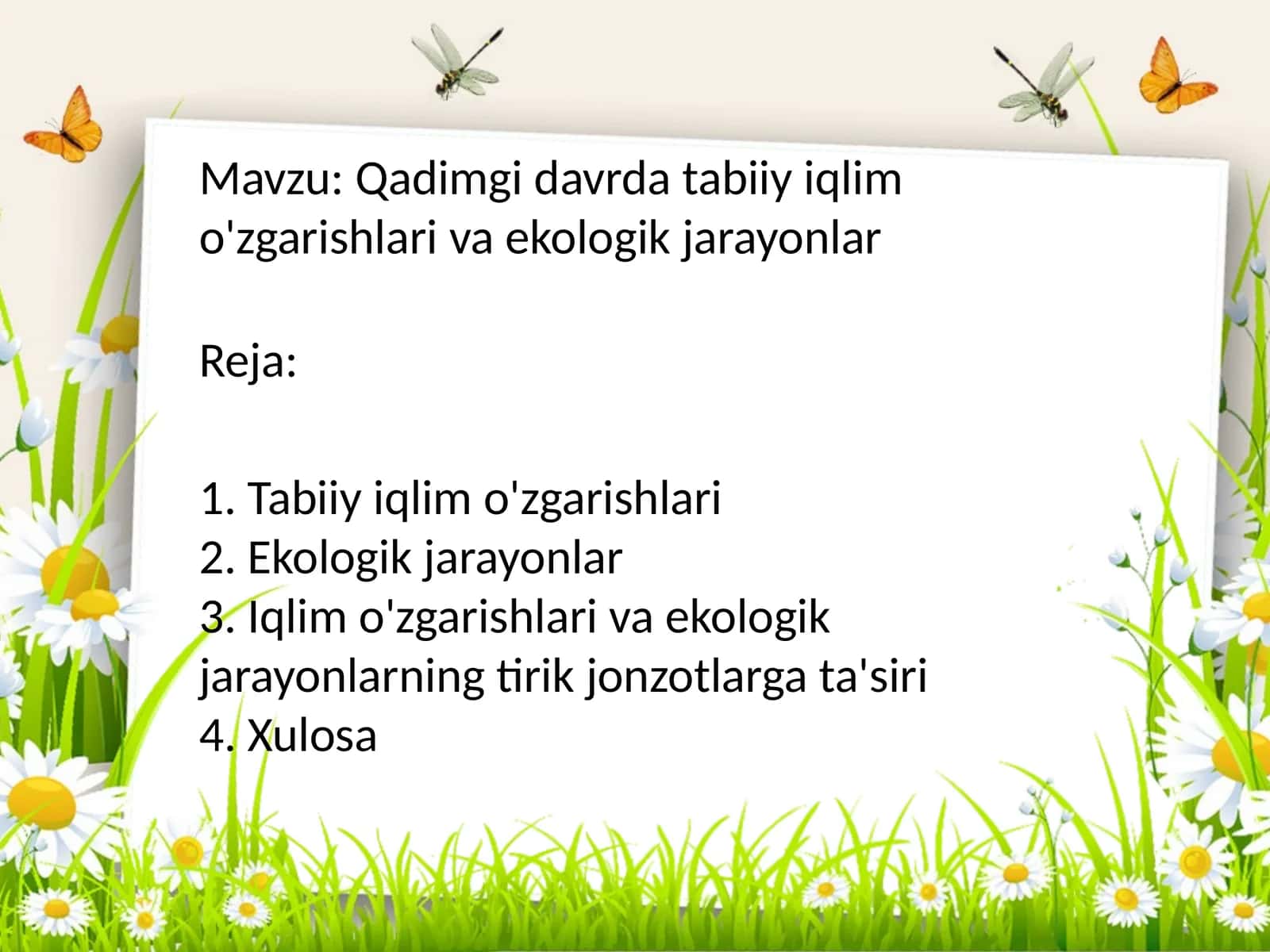 Qadimgi davrda tabiiy iqlim o'zgarishlari va ekologik jarayonlar 1