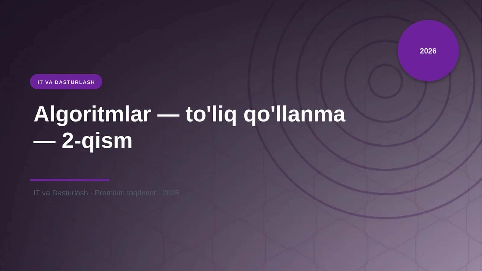 Algoritmlar — to'liq qo'llanma — 2-qism 1