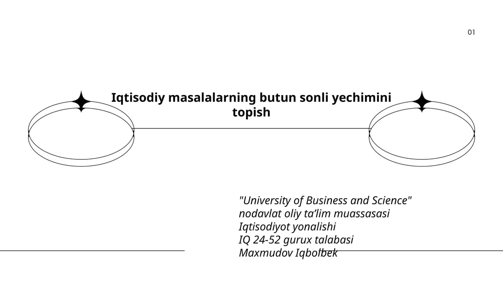 Iqtisodiy masalalarning butun sonli yechimini topish 1