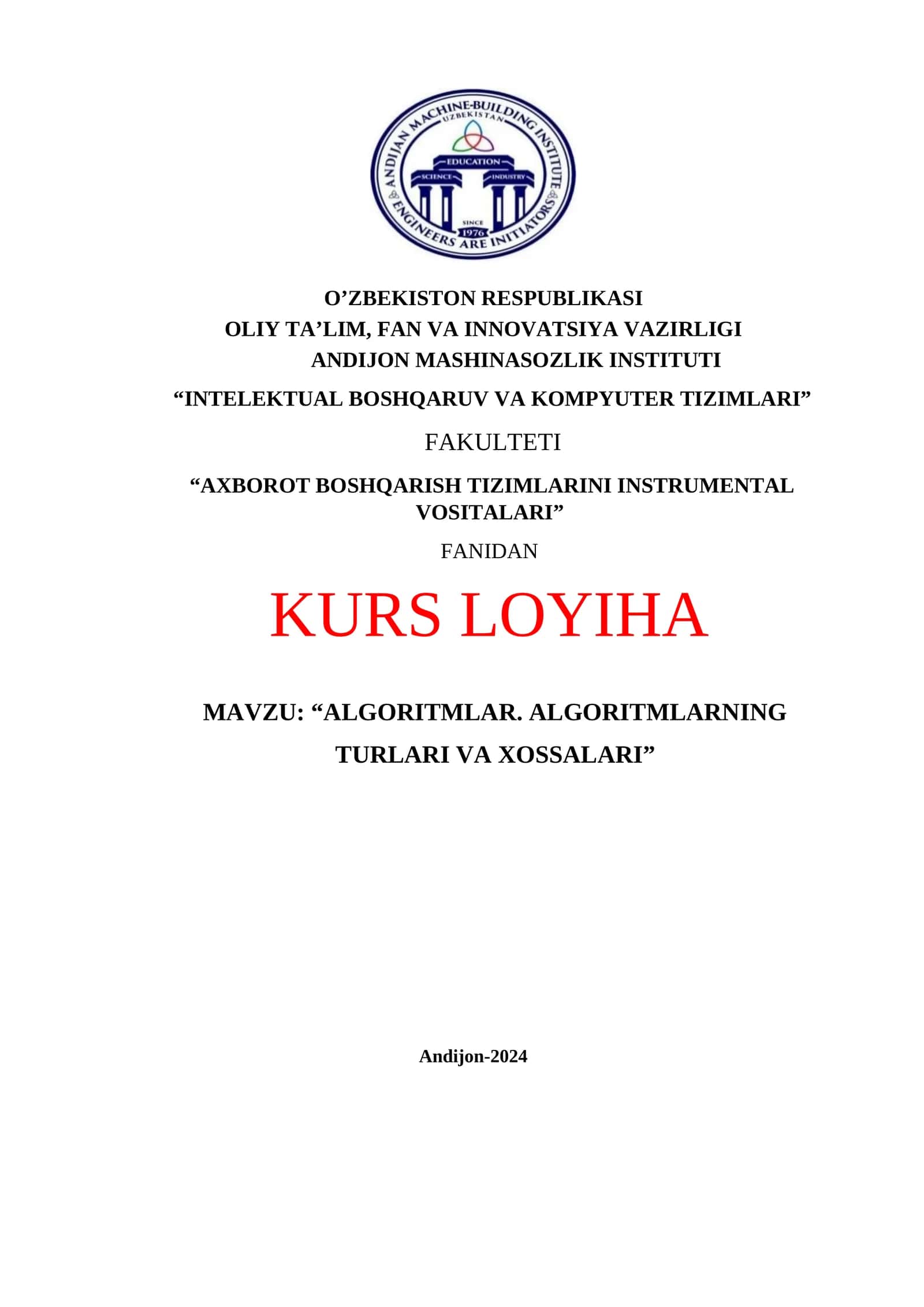 Algoritm va ularning xossalri 1