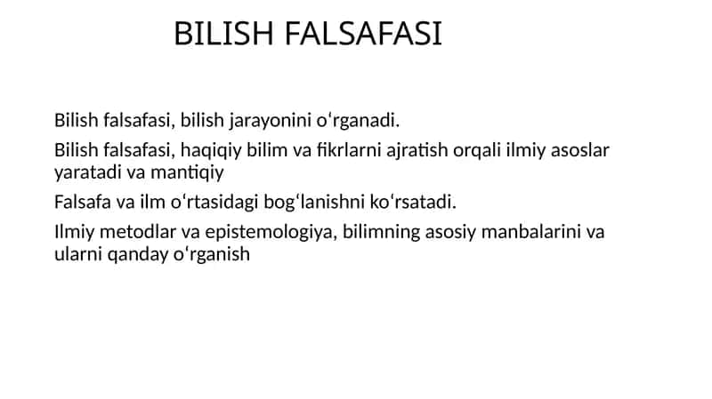 BILISH FALSAFASI 1