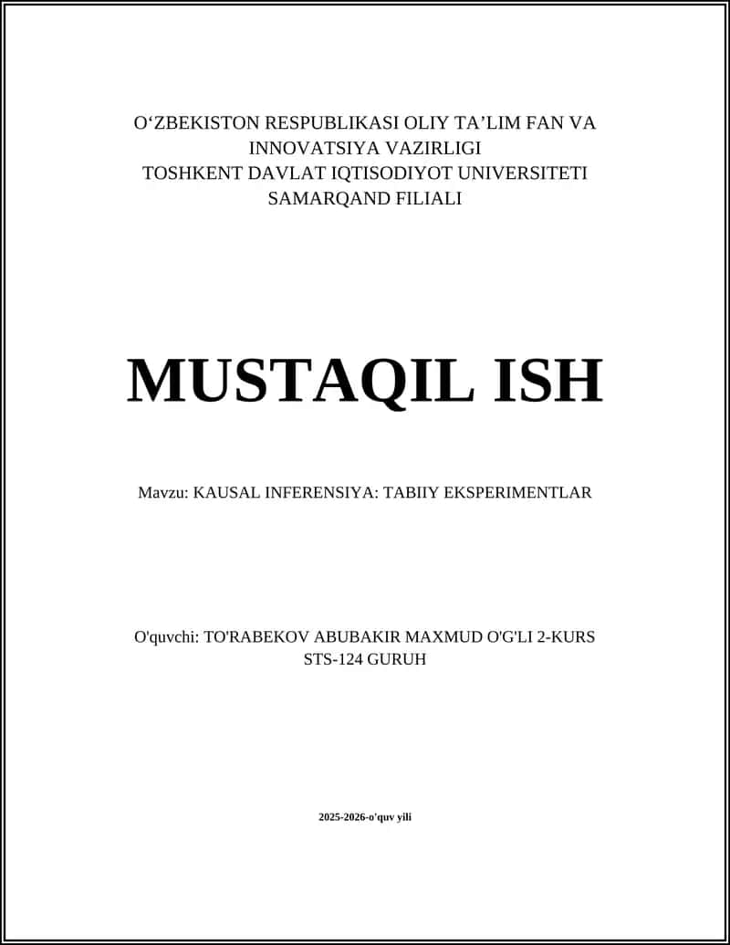Kausal inferensiya: tabiiy eksperimentlar 1