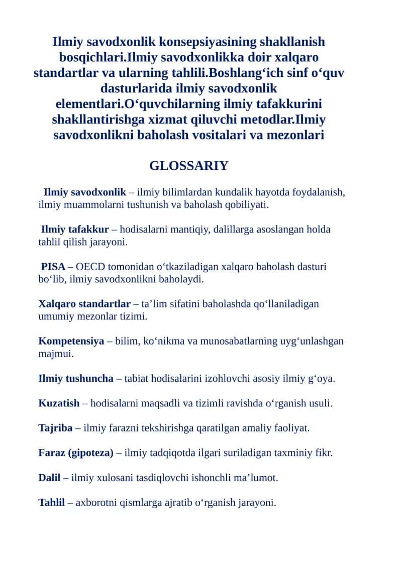 Ilmiy savodxonlik konsepsiyasi 1