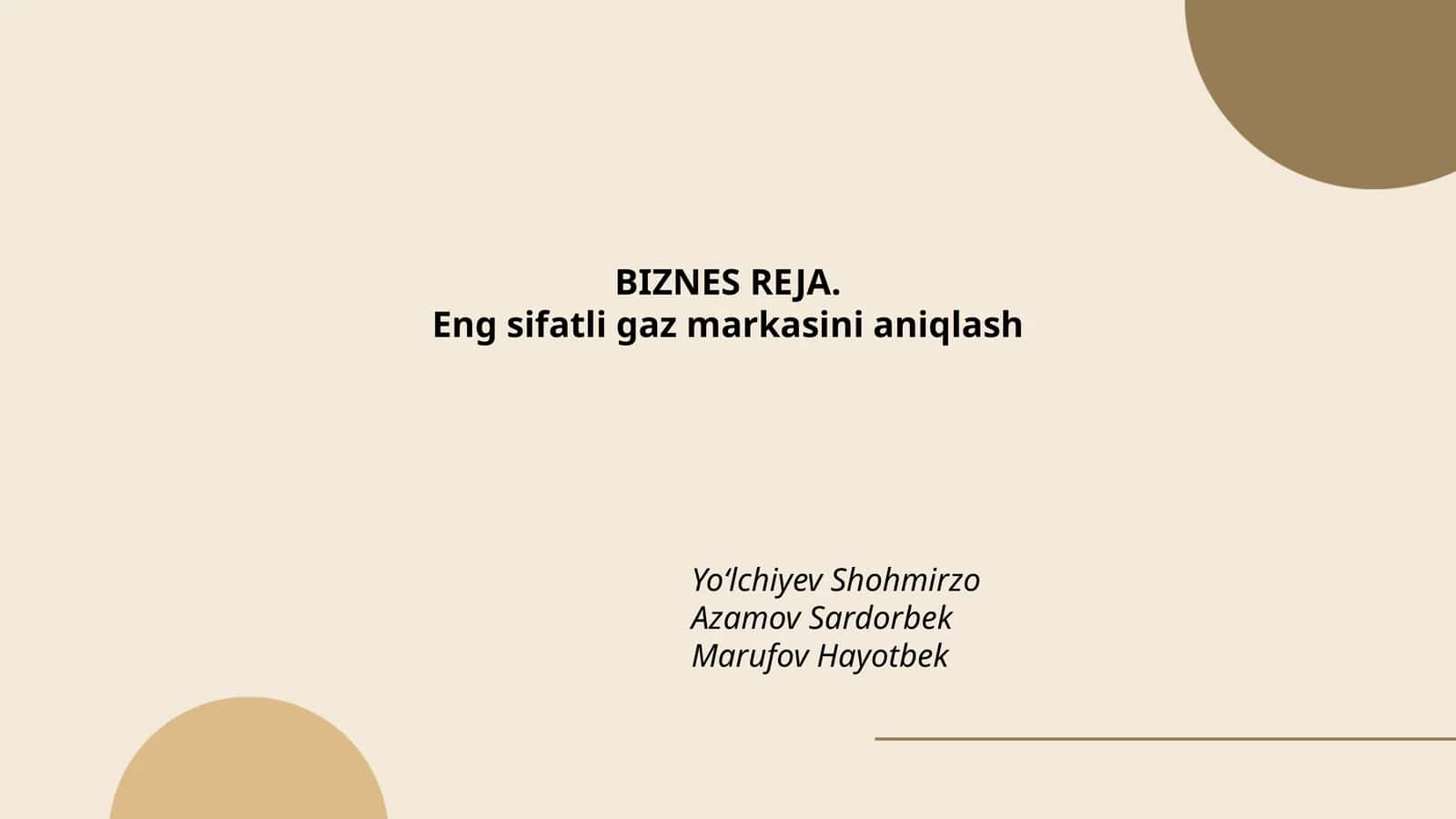 Eng sifatli gaz markasini aniqlash 1