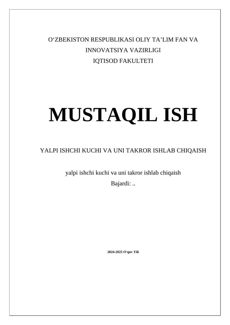 Yalpi ishchi kuchini oshirish jarayonlari 1