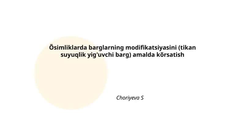 Tikan va suyuqlik yig'uvchi barglar 1