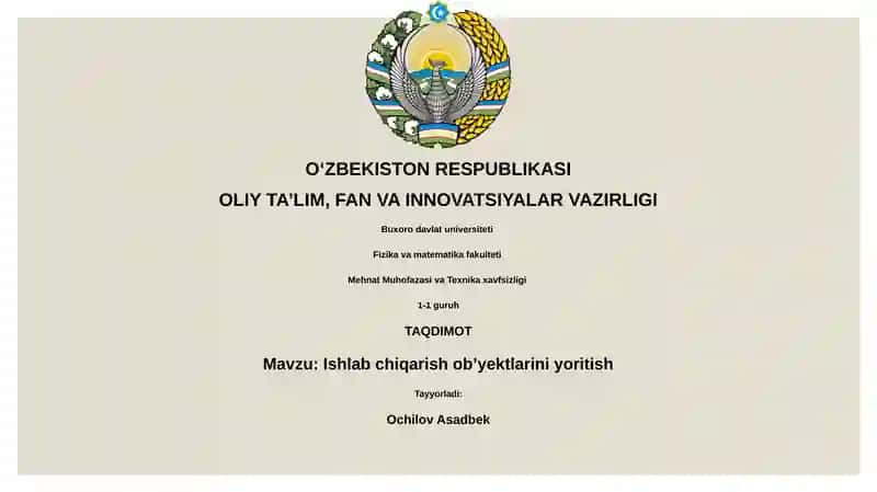 Ishlab chiqarish ob’yektlarini yoritish