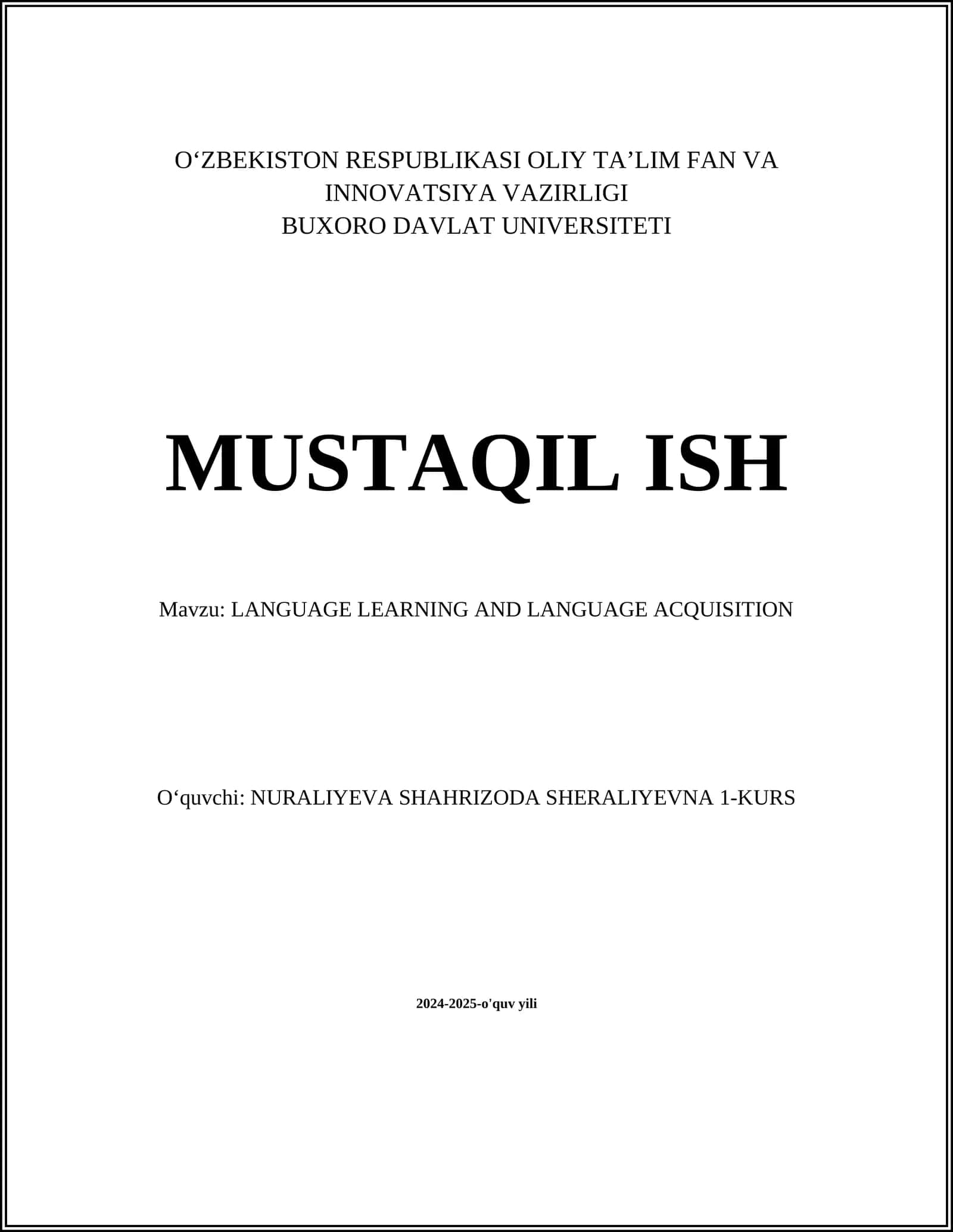 LANGUAGE LEARNING AND LANGUAGE ACQUISITION 1