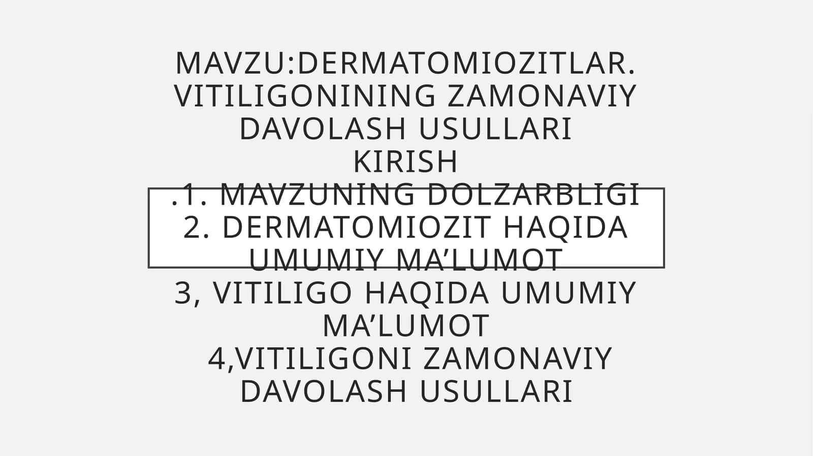 Dermatomiozitlar. Vitiligoning zamonaviy davolash usullari 1