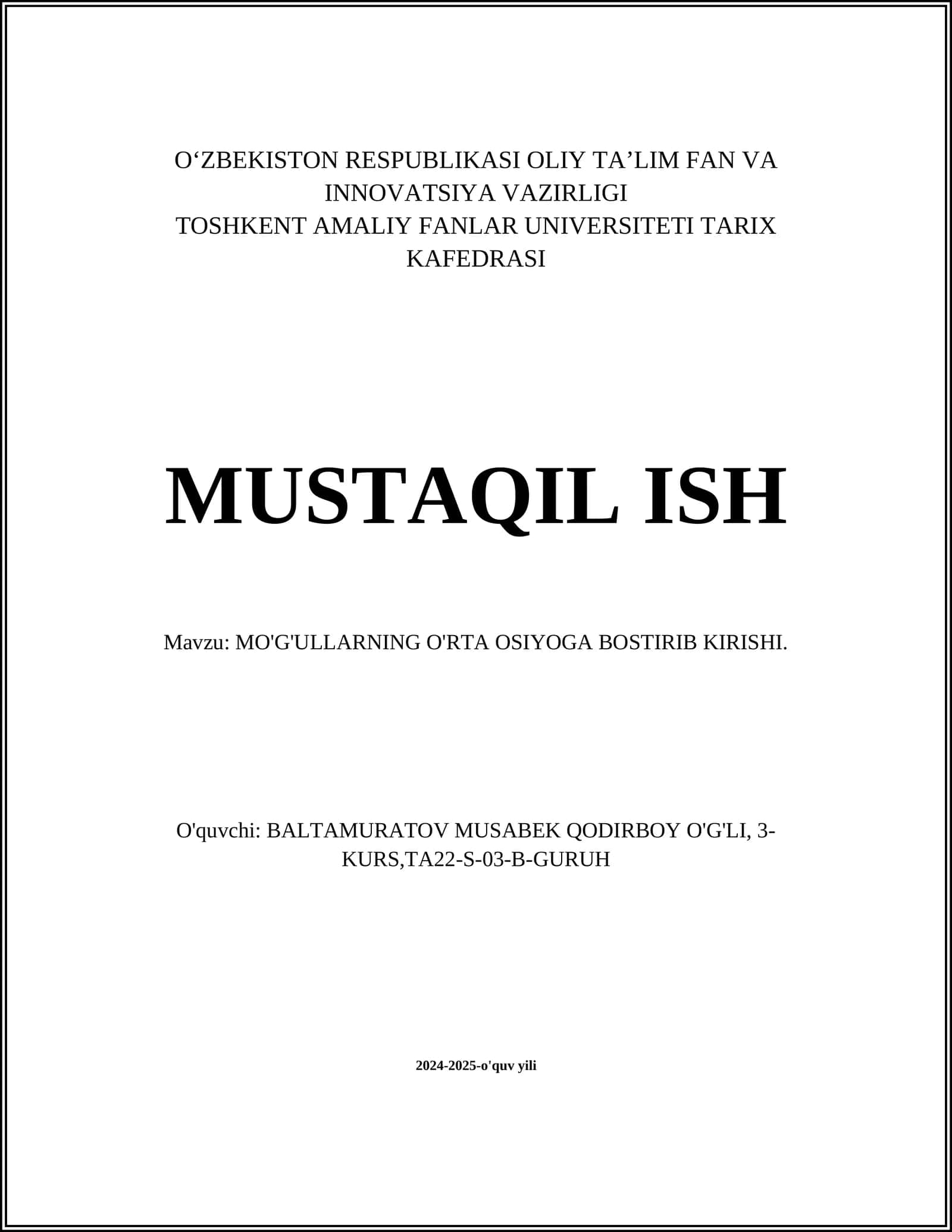 Mo'g'ullar imperiyasining tashkil topishi 1