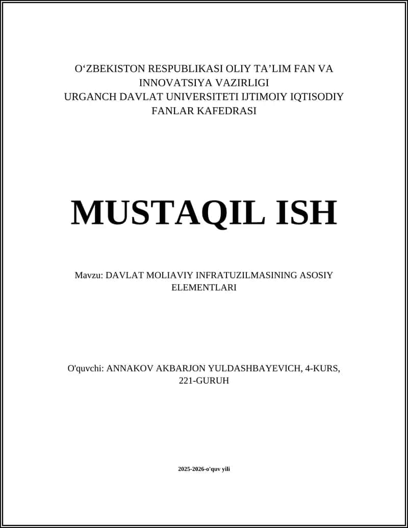 Davlat Moliaviy Infratuzilmasi 1