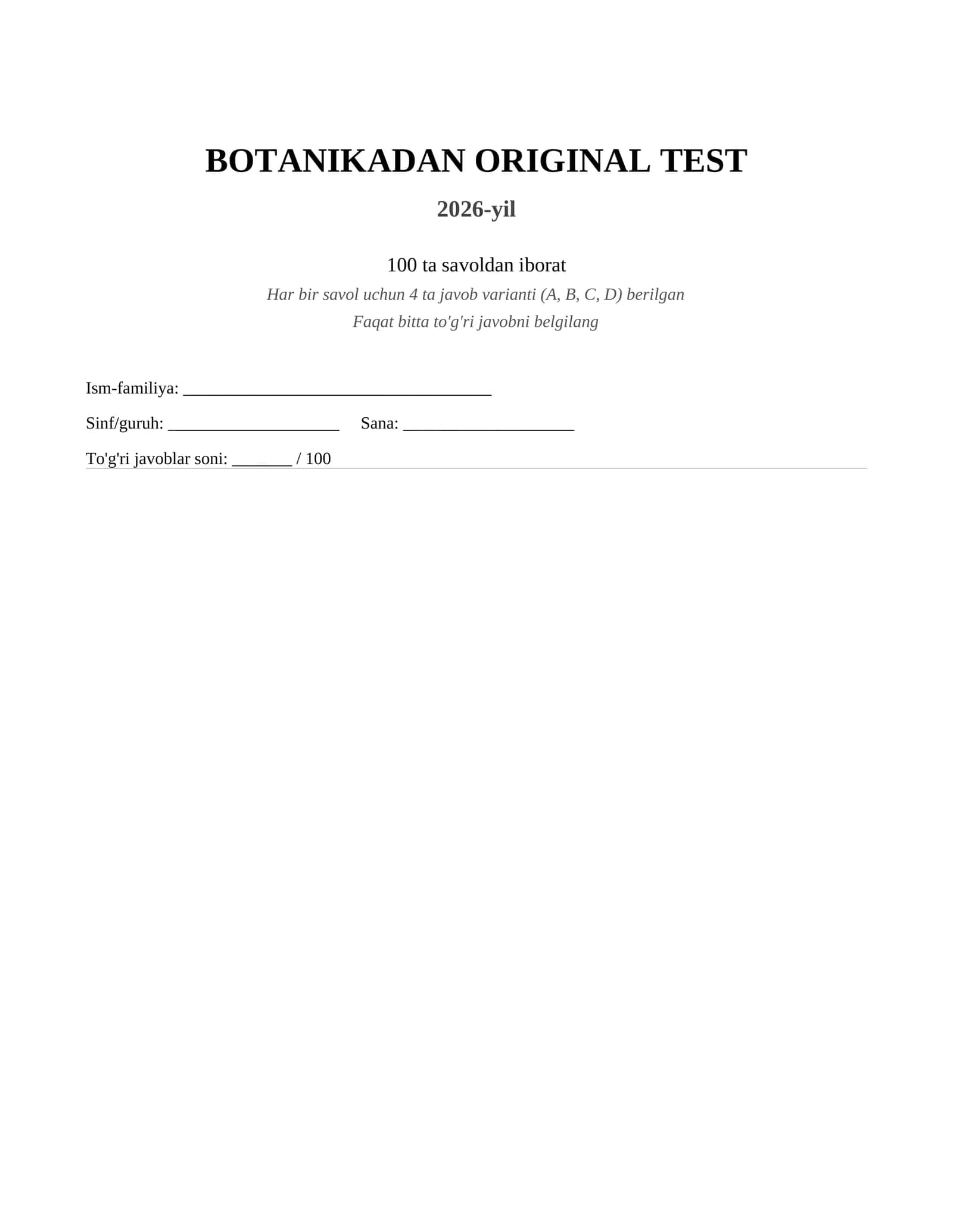 BOTANIKADAN ORIGINAL TEST 1