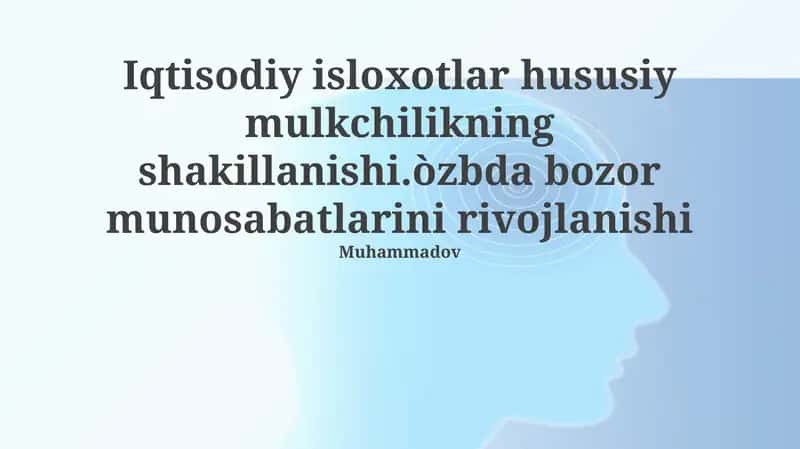 Iqtisodiy islohotlar va xususiy mulkning shakllanishi 1
