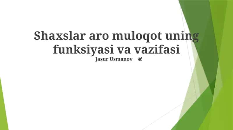 Shaxsiyaro munosabatlar kommunikatsiyasi 1