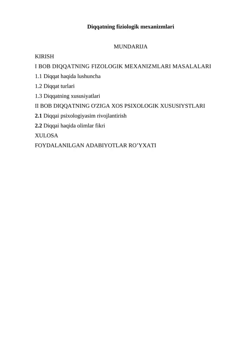 Diqqatning fiziologik mexanizmlari 1