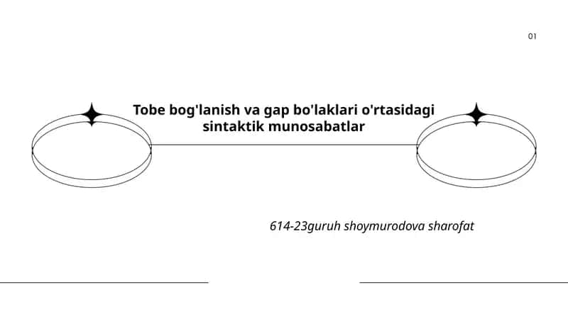 Tobe bog'lanish va gap bo'laklari o'rtasidagi sintaktik munosabatlar 1