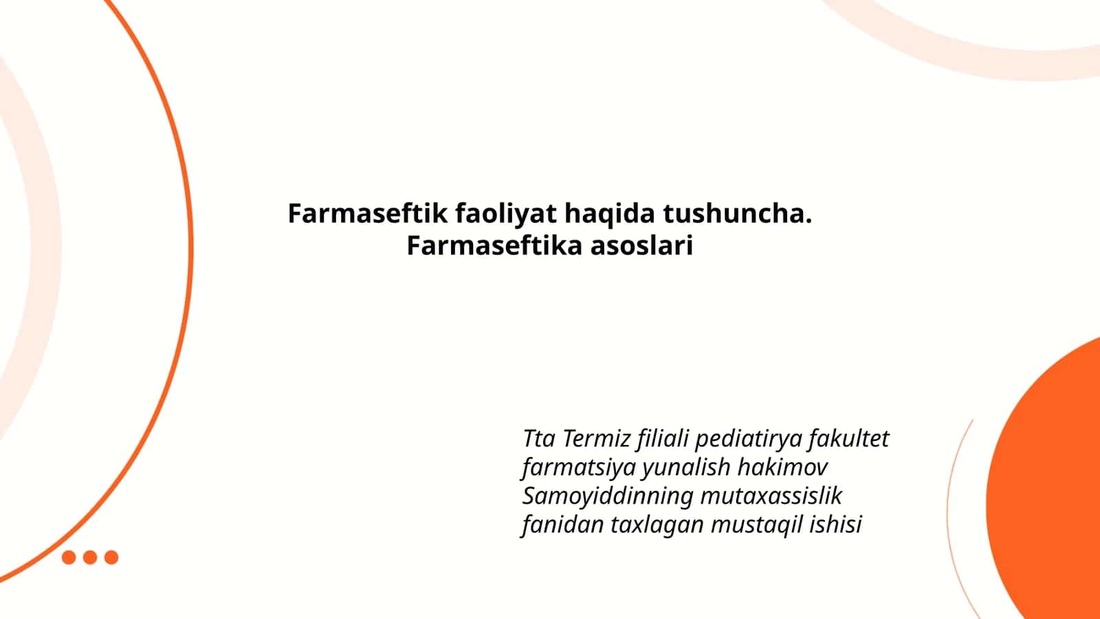 Farmaseftik faoliyat haqida tushuncha 1